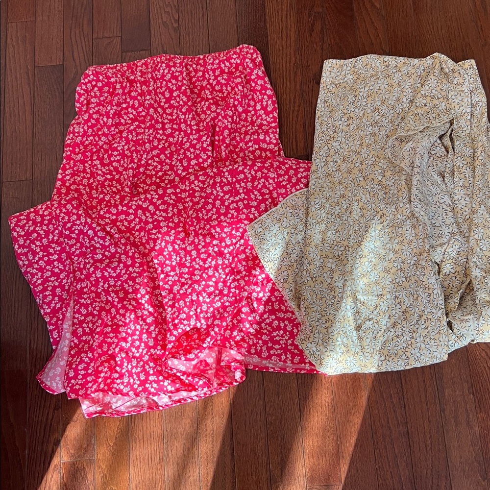 Floral Print Skirts in Red and Cream